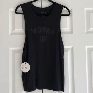 House of Tens Black on Black “Woman Up” Tank Top - Size XS